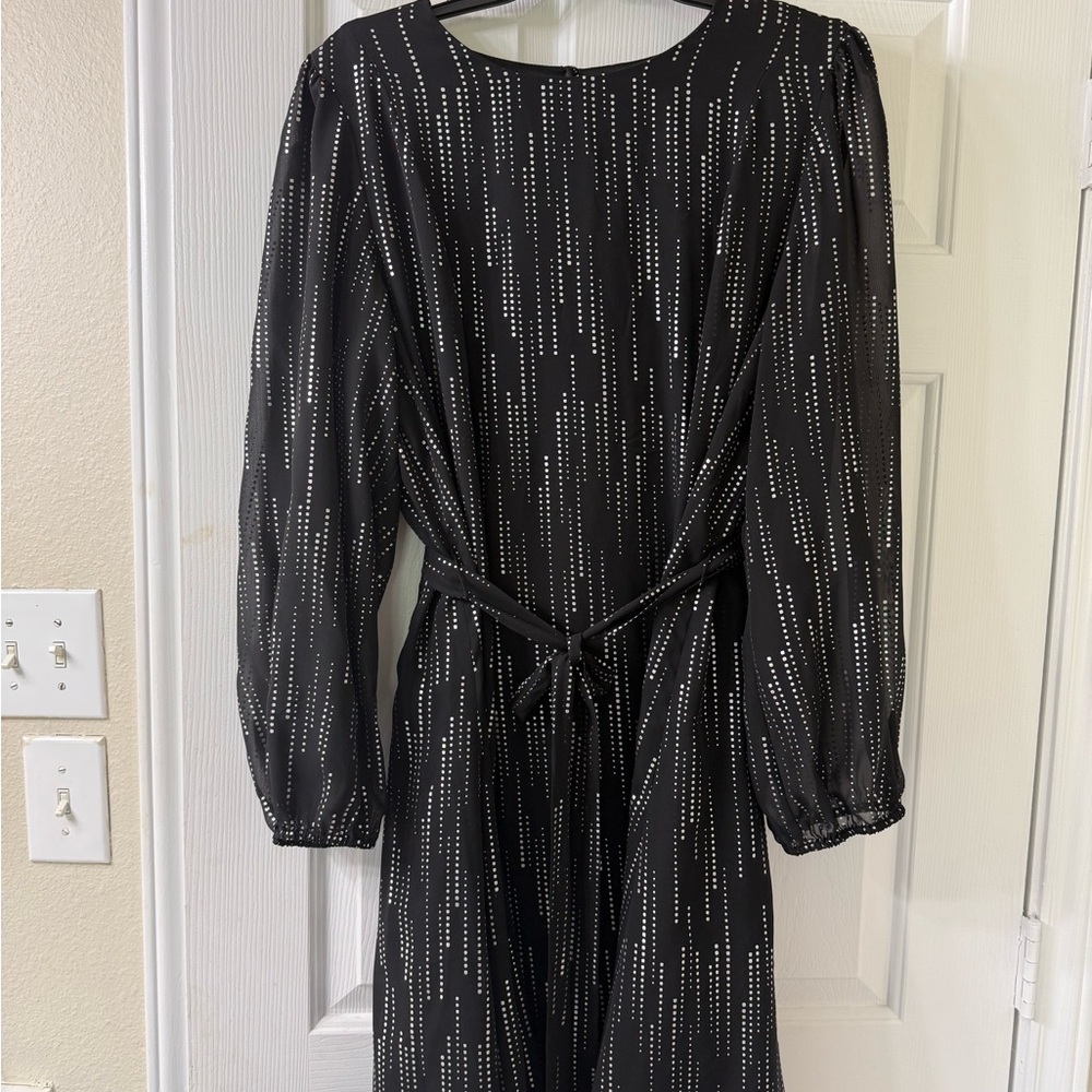 Chic Black Patterned Long Sleeve Dress